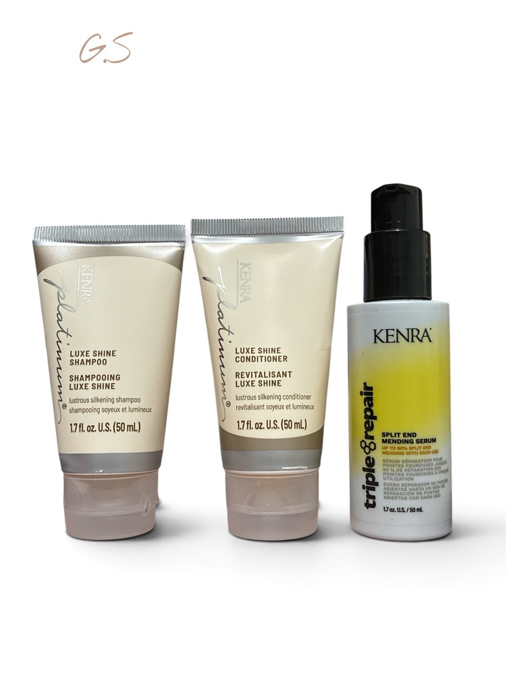 Kenra Platinum Luxe Shine Shampoo & Conditioner Travel Sz 1.7 oz+ Serum / New!